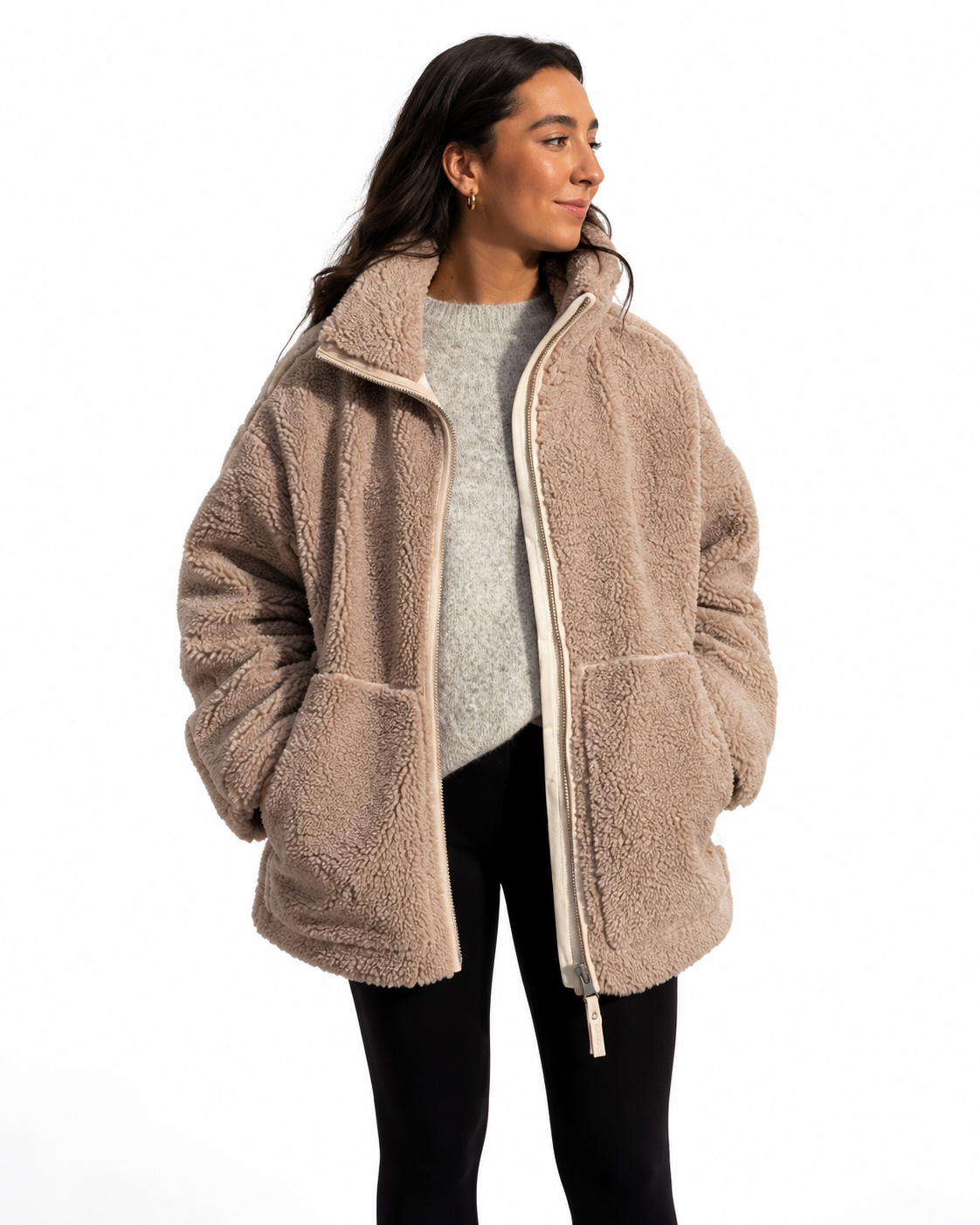 Women's Oversized Fleece Jacket – Teddy Style for Cooler Weather
