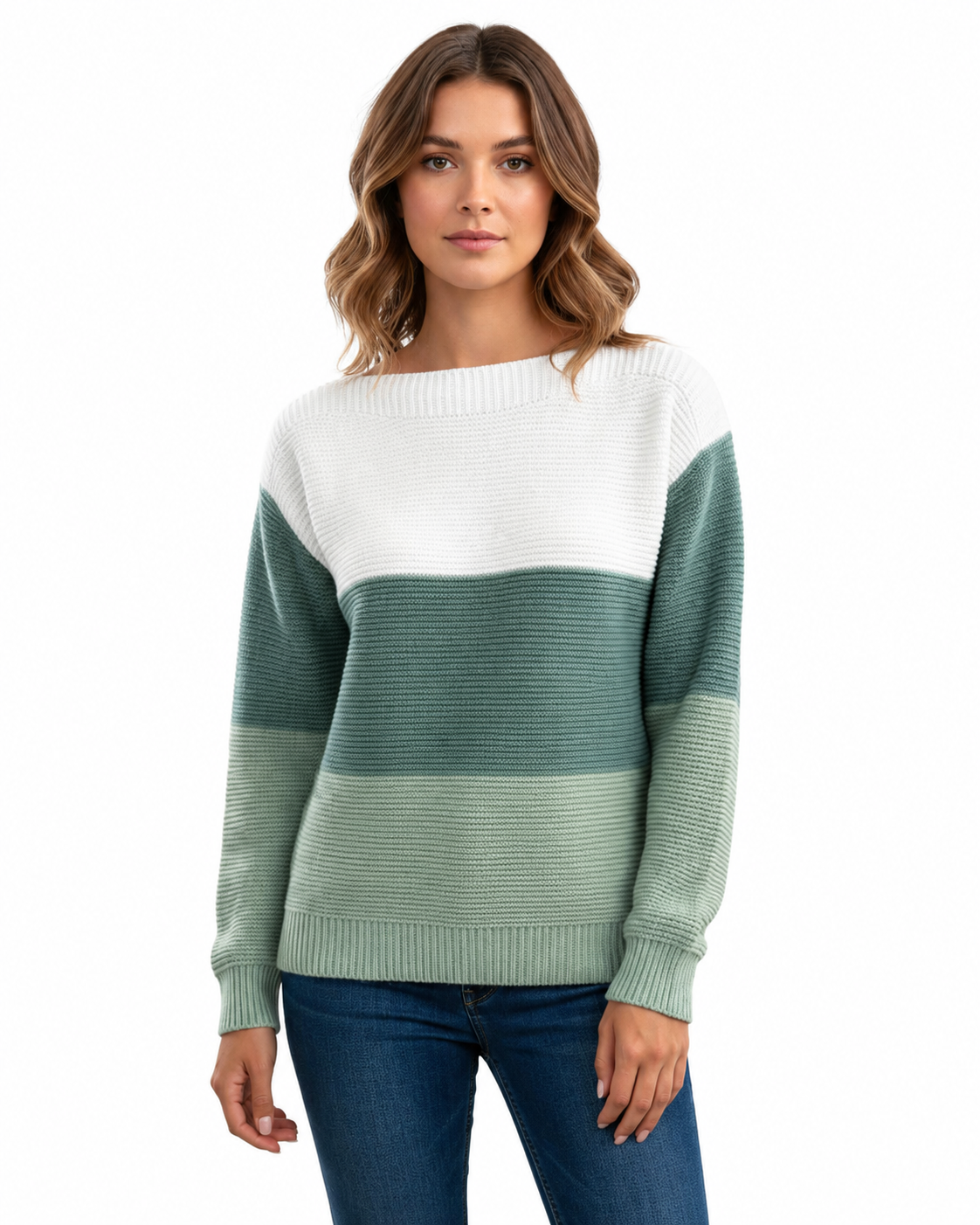 Women's Three-Color Patchwork Sweater – Comfortable Relaxed Fit