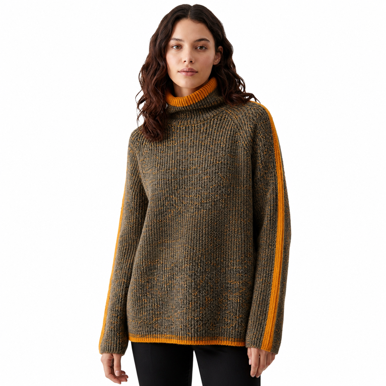 Women's Vintage Turtleneck Sweater – Relaxed Fit, Cozy Fabric