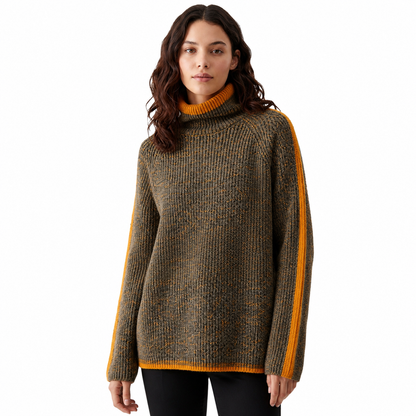 Women's Vintage Turtleneck Sweater – Relaxed Fit, Cozy Fabric