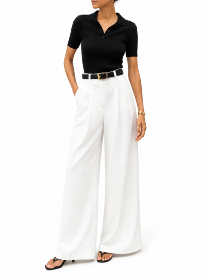 Women's Regular Fit Woven Wide Leg Pants – Solid Design