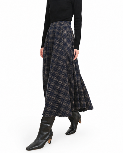Women's Black Midi Skirt – Regular Fit Woven Fabric