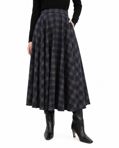 Women's Black Midi Skirt – Regular Fit Woven Fabric