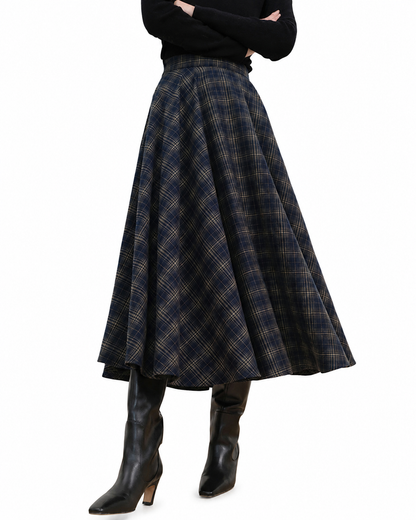Women's Black Midi Skirt – Regular Fit Woven Fabric