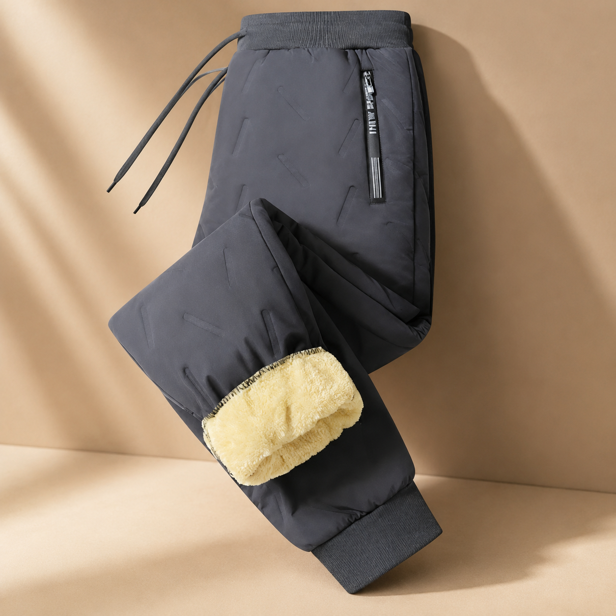 Men's Cashmere Lined Winter Pants – Windproof Insulated Fabric