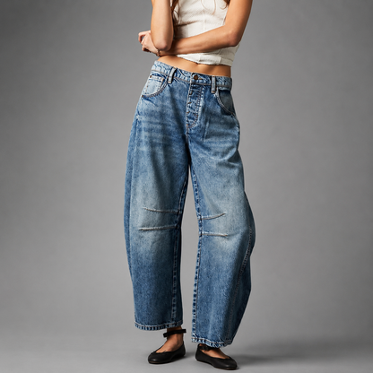 Women's Low Waist Wide Leg Jeans – Casual Loose Fit with Pockets