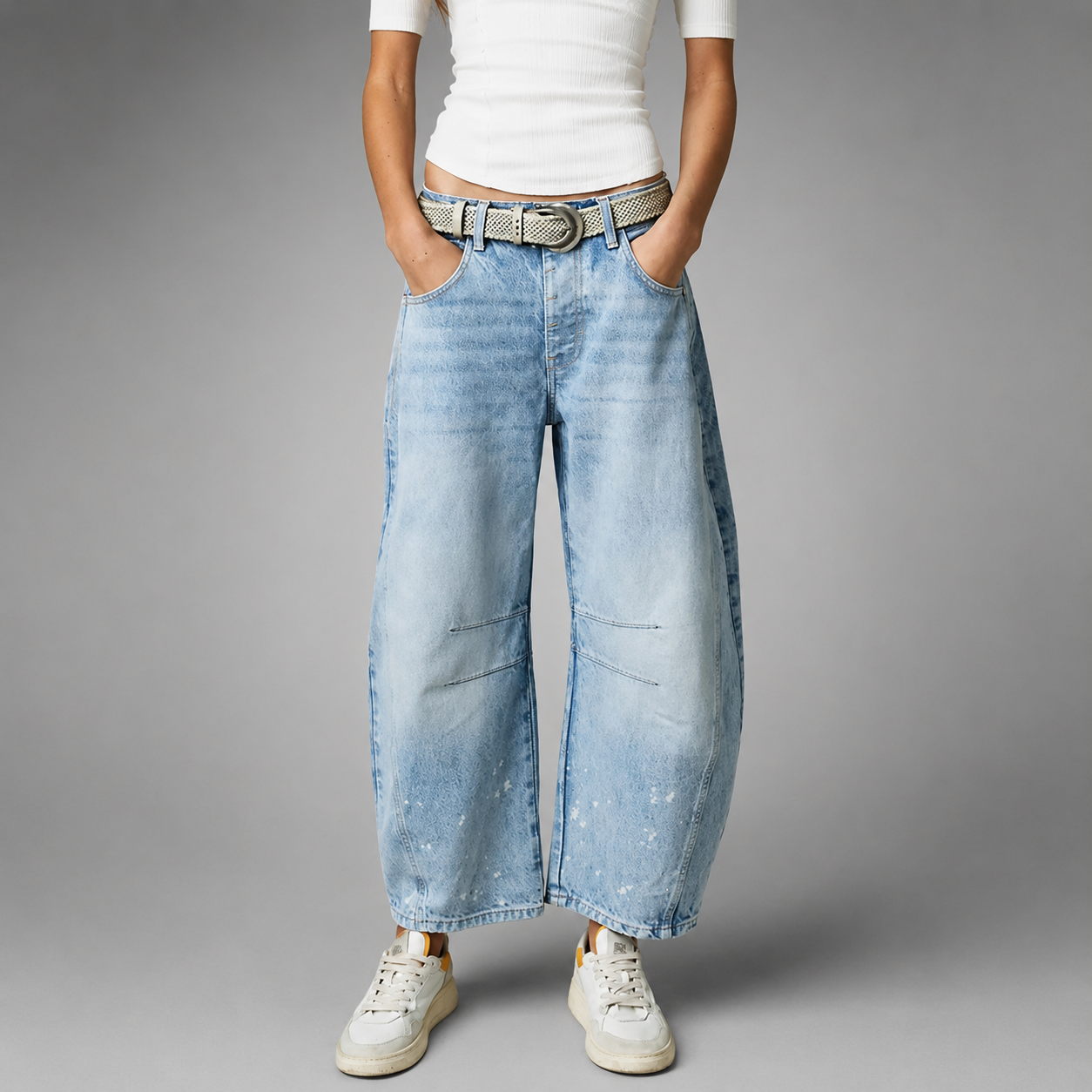Women's Low Waist Wide Leg Jeans – Casual Loose Fit with Pockets