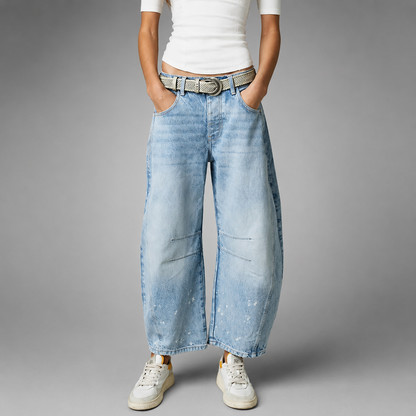 Women's Low Waist Wide Leg Jeans – Casual Loose Fit with Pockets
