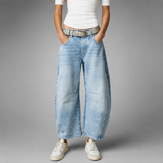 Women's Low Waist Wide Leg Jeans – Casual Loose Fit with Pockets