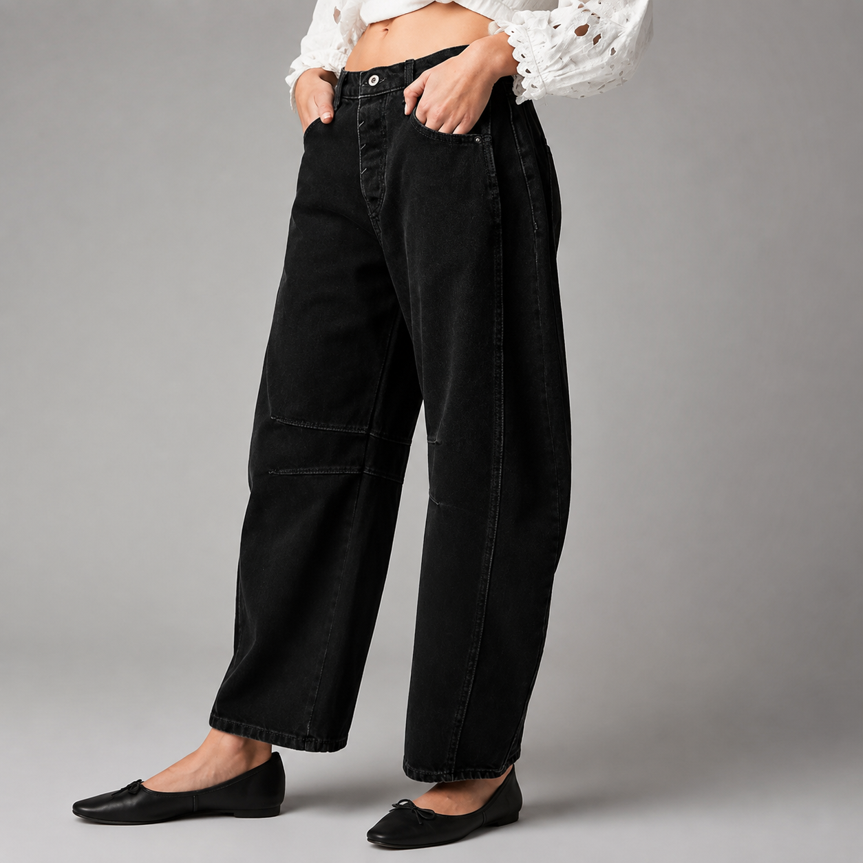 Women's Low Waist Wide Leg Jeans – Casual Loose Fit with Pockets