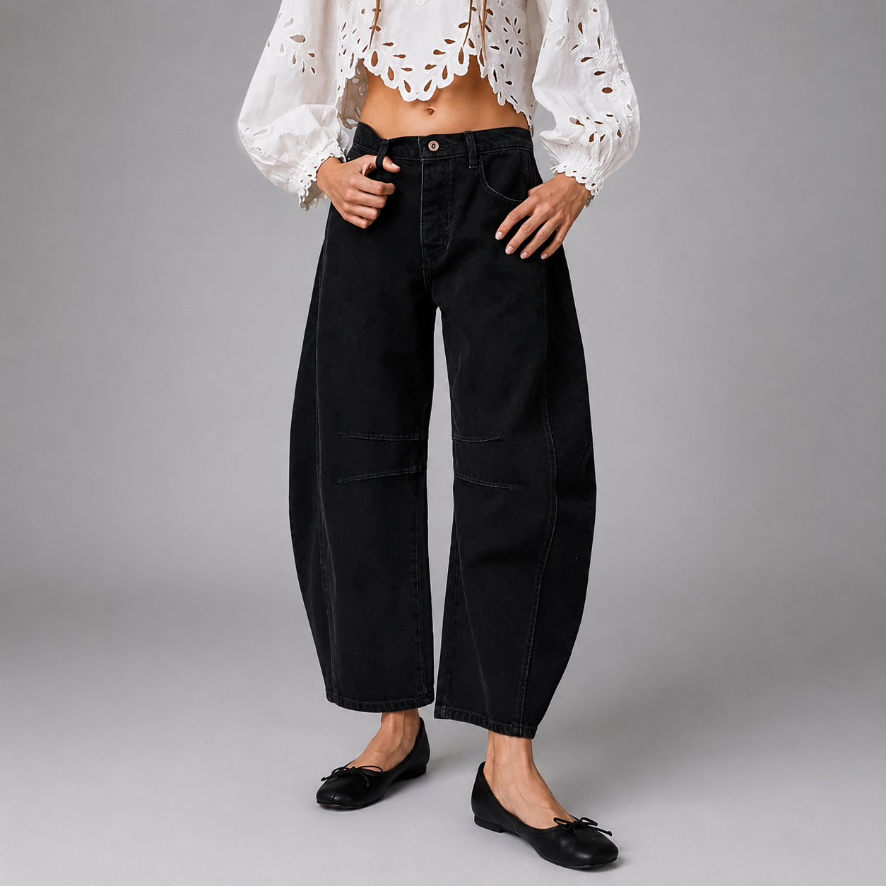 Women's Low Waist Wide Leg Jeans – Casual Loose Fit with Pockets