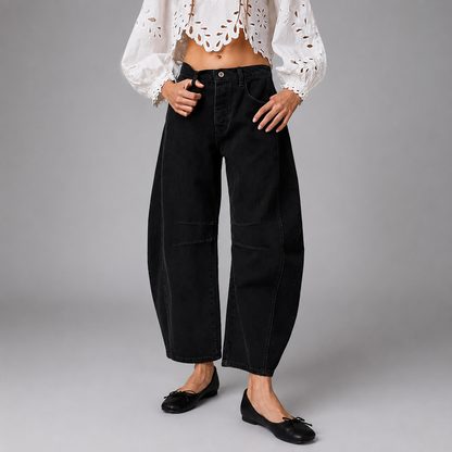 Women's Low Waist Wide Leg Jeans – Casual Loose Fit with Pockets