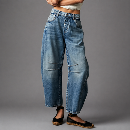 Women's Low Waist Wide Leg Jeans – Casual Loose Fit with Pockets