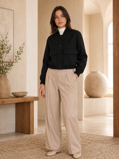 Women's Zip Front Bomber Jacket – Softly Structured Silhouette