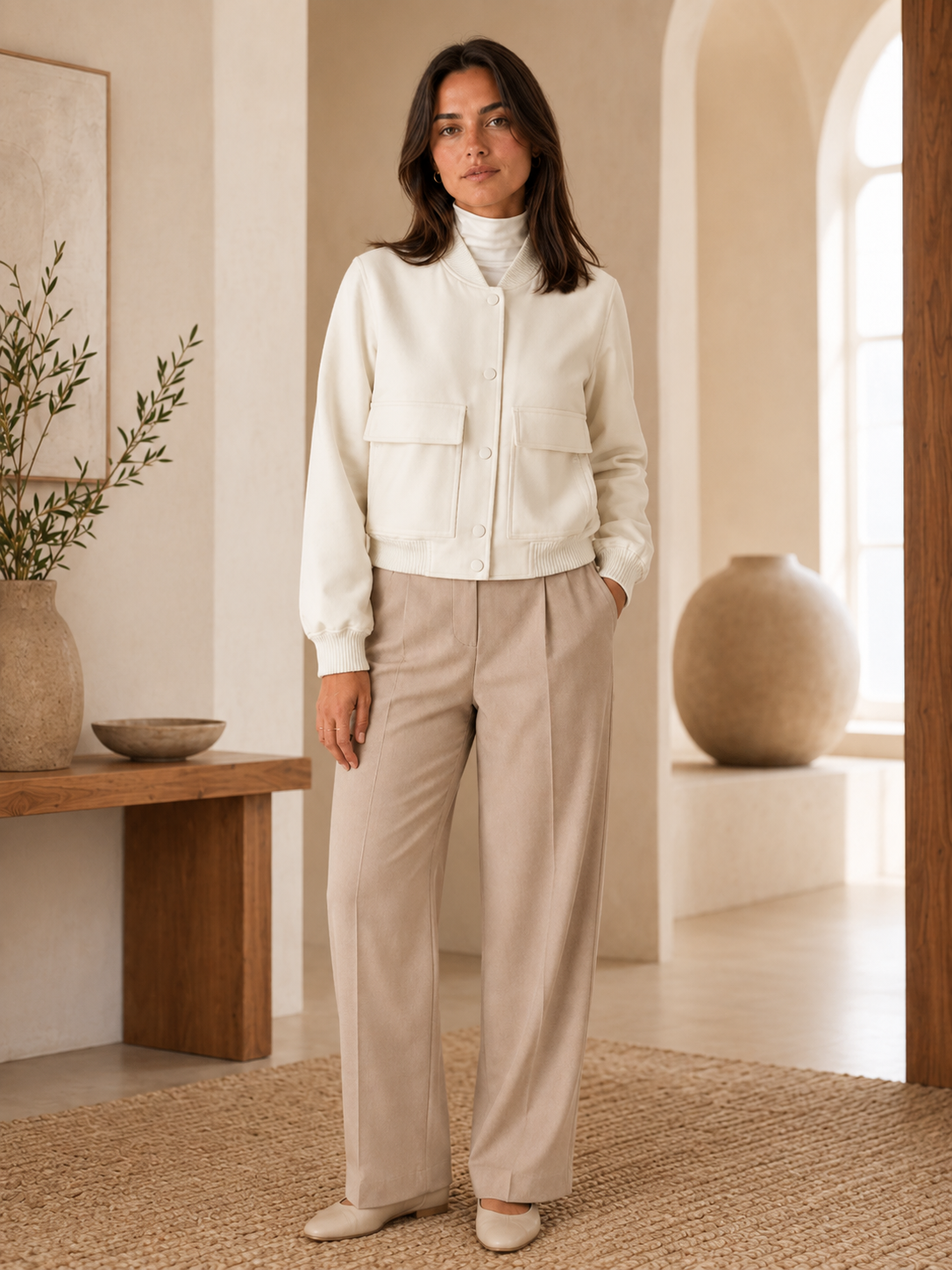 Women's Zip Front Bomber Jacket – Softly Structured Silhouette