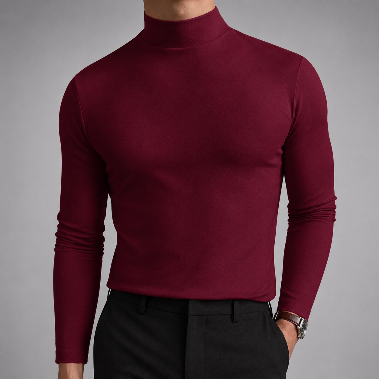 Men's Cotton Blend Turtleneck Sweater – Modern Fit for Cold Weather