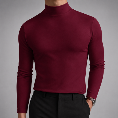 Men's Cotton Blend Turtleneck Sweater – Modern Fit for Cold Weather