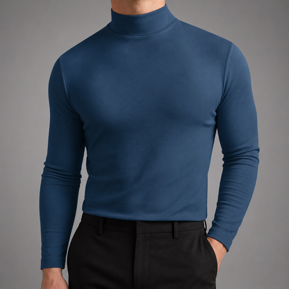 Men's Cotton Blend Turtleneck Sweater – Modern Fit for Cold Weather