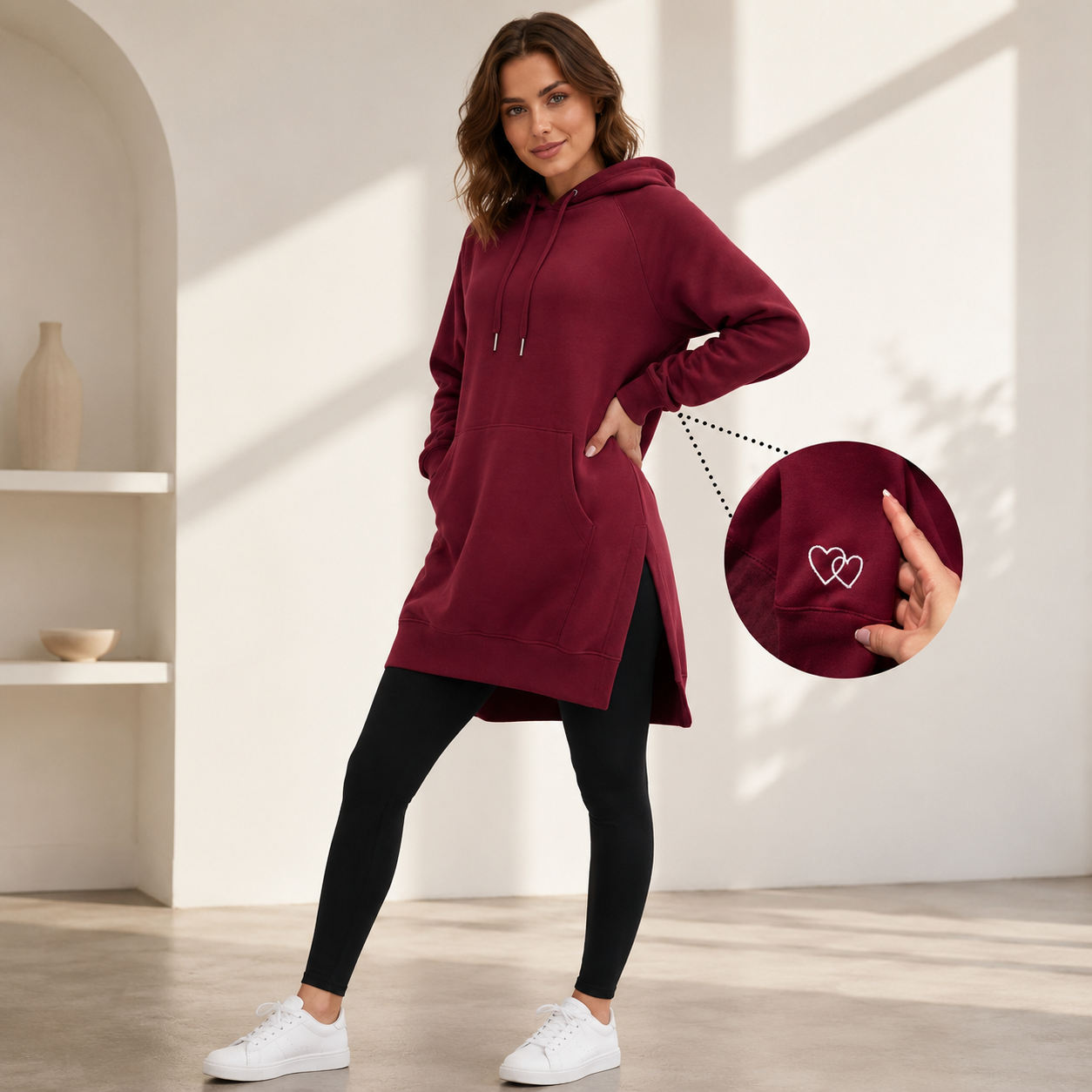 Women's Oversized Cotton Hoodie Dress – Longer Length Design