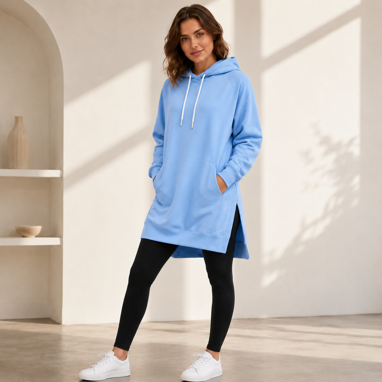 Women's Oversized Cotton Hoodie Dress – Longer Length Design