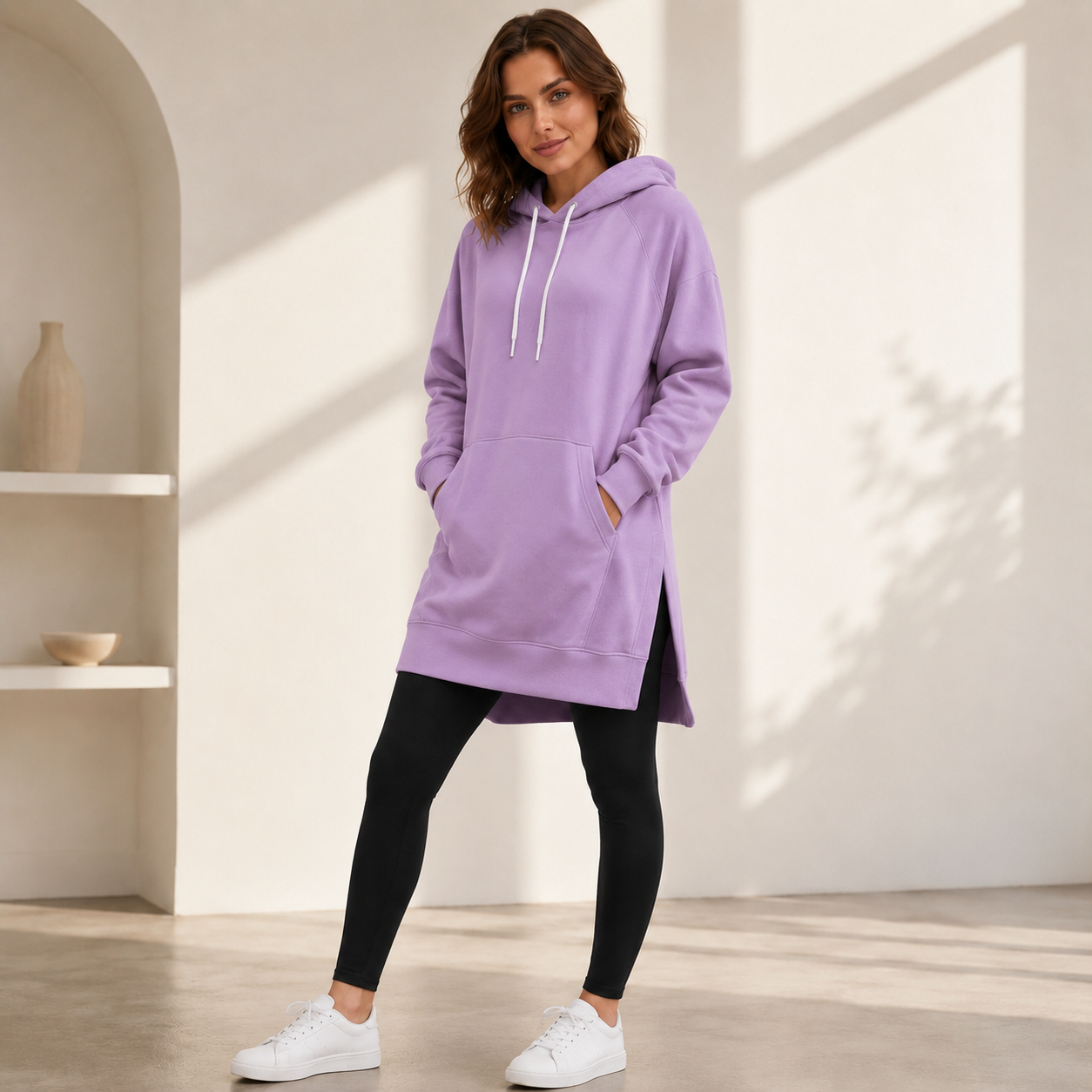 Women's Oversized Cotton Hoodie Dress – Longer Length Design