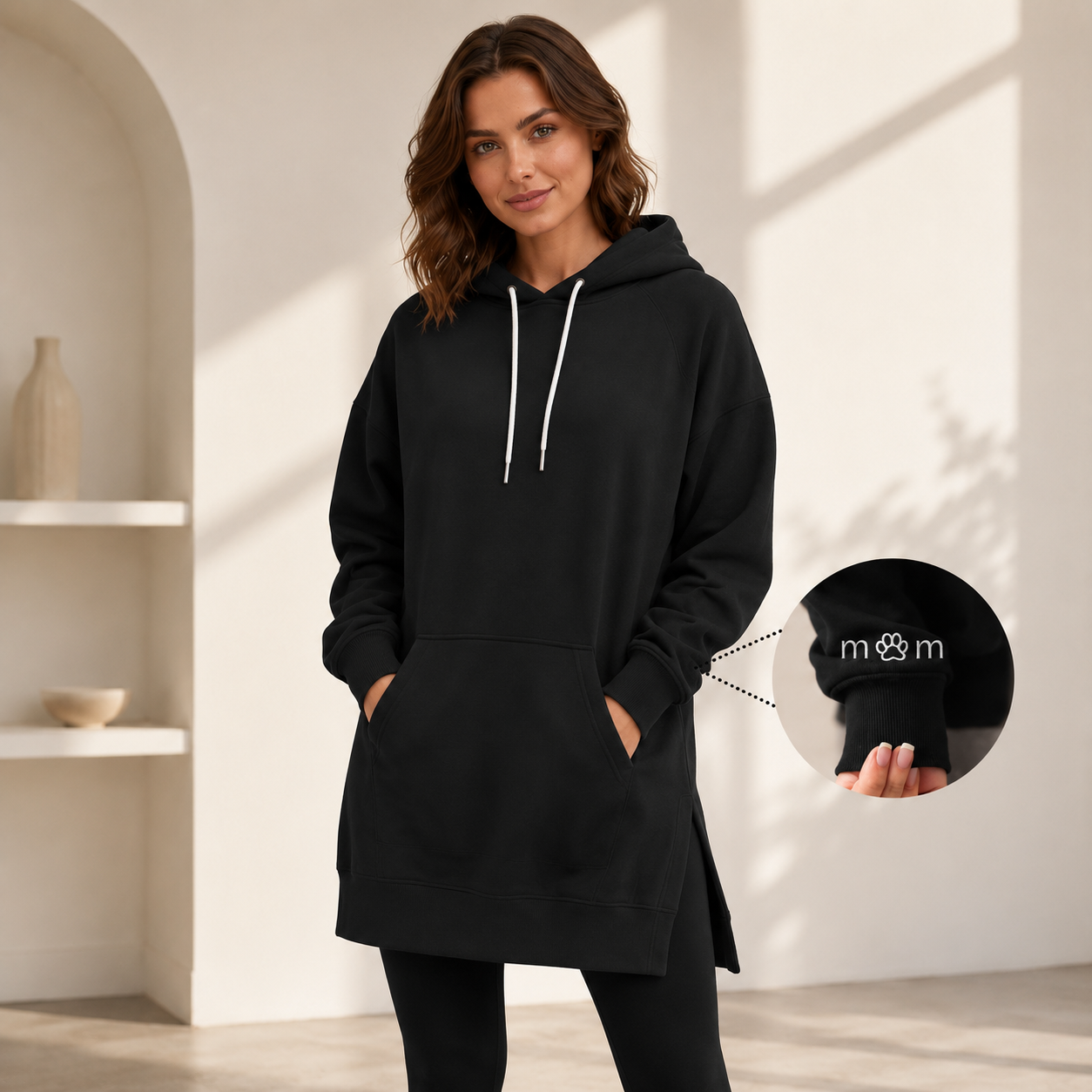 Women's Oversized Cotton Hoodie Dress – Longer Length Design