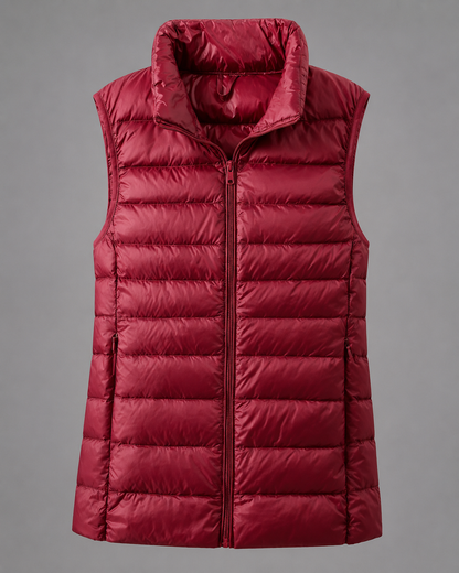 Women's Ultra Light Down Vest – Slim Fit, Zip Front, Windproof, Lightweight