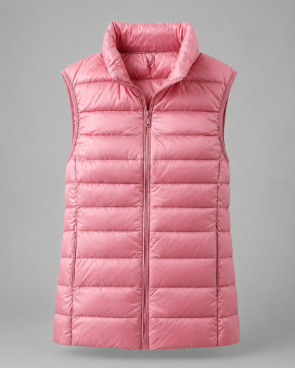 Women's Ultra Light Down Vest – Slim Fit, Zip Front, Windproof, Lightweight