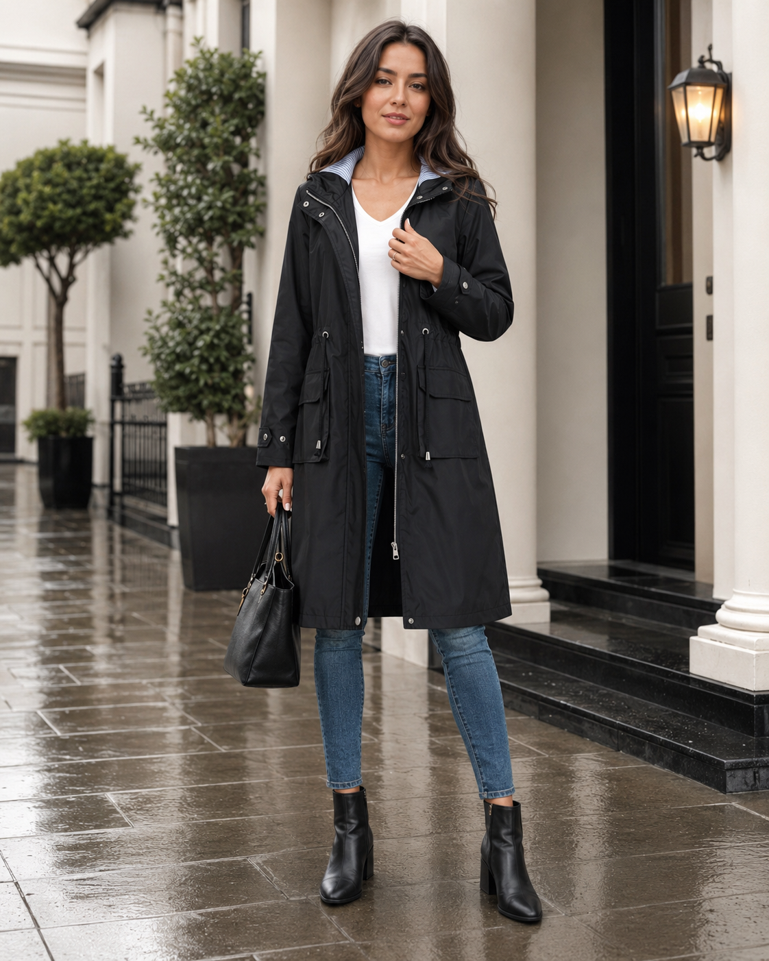 Women's Waterproof Jacket with Hood & Adjustable Waist