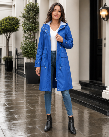 Women's Waterproof Jacket with Hood & Adjustable Waist