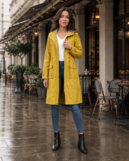 Women's Waterproof Jacket with Hood & Adjustable Waist