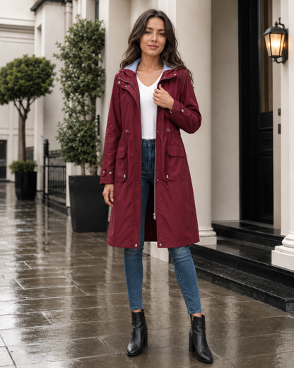 Women's Waterproof Jacket with Hood & Adjustable Waist