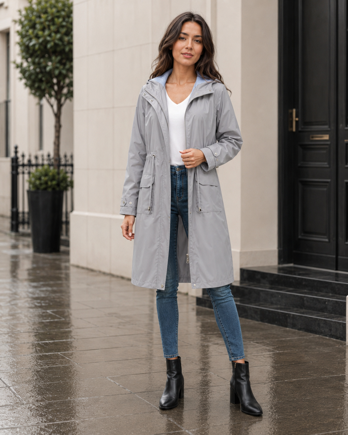 Women's Waterproof Jacket with Hood & Adjustable Waist