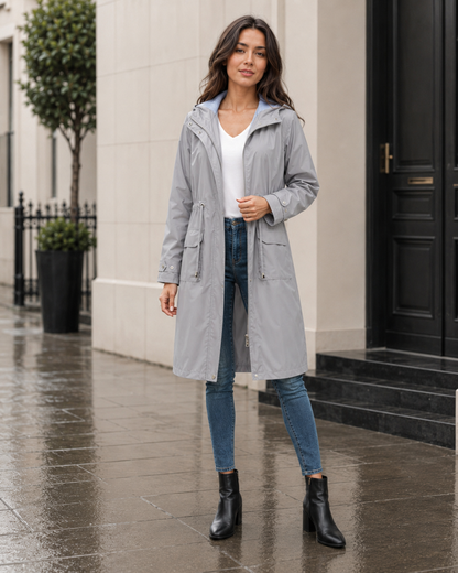 Women's Waterproof Jacket with Hood & Adjustable Waist