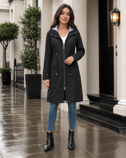 Women's Waterproof Jacket with Hood & Adjustable Waist