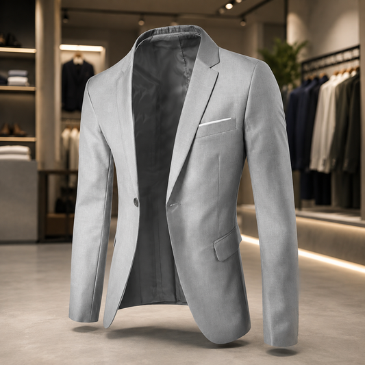 Men's Slim Fit Blazer – One Button Closure – Casual Spring Style