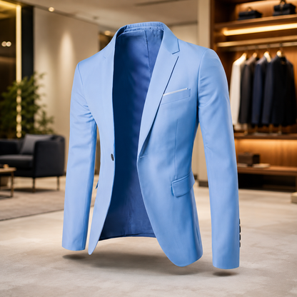 Men's Slim Fit Blazer – One Button Closure – Casual Spring Style
