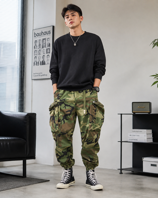 Men's Tactical Camouflage Harem Pants – Loose Fit with Large Multifunctional Pocket