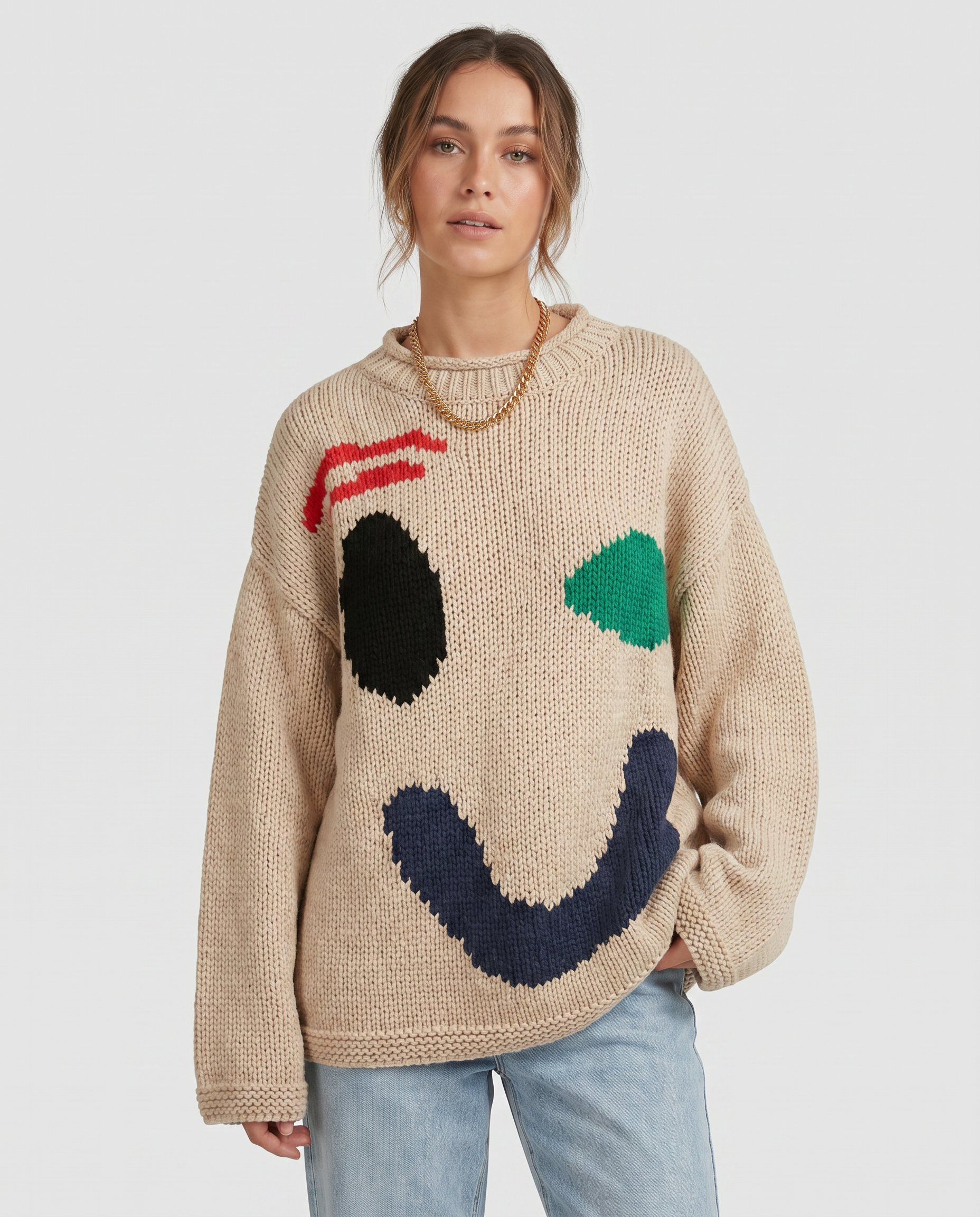 Cozy Collection | Oversized Cardigan with Smiley Face Design | Soft Comfort for Stylish Layering 3