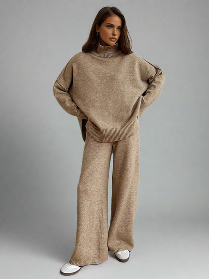 Cozy Knit | Women's Lounge Set with Soft Turtleneck & Wide-Leg Pants for Ultimate Comfort 2