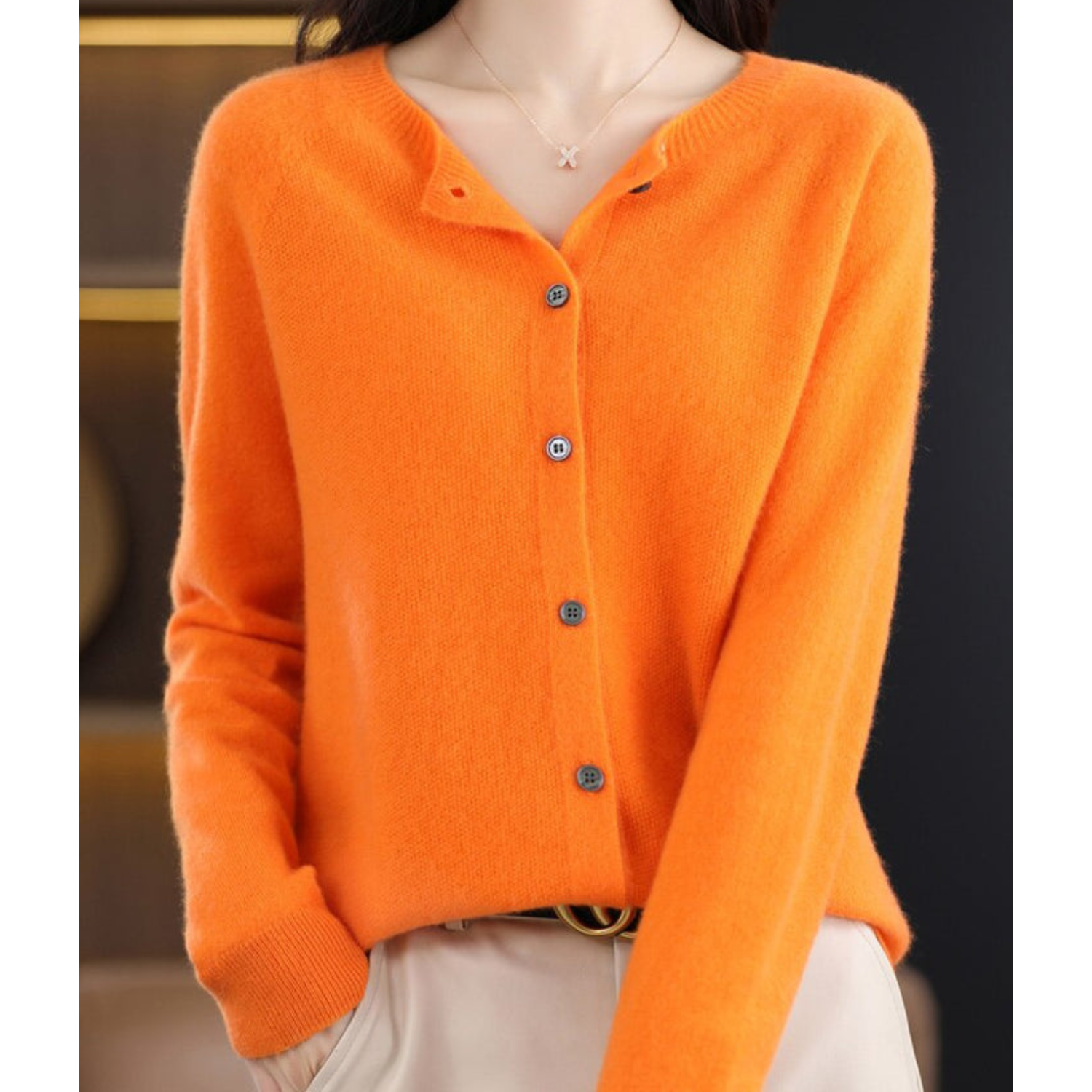 Elegant Cashmere Knit Cardigan with Open Front Design | Versatile Layering Piece for Any Occasion 10