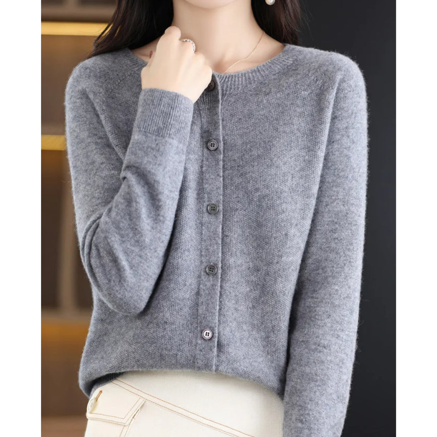 Elegant Cashmere Knit Cardigan with Open Front Design | Versatile Layering Piece for Any Occasion 12