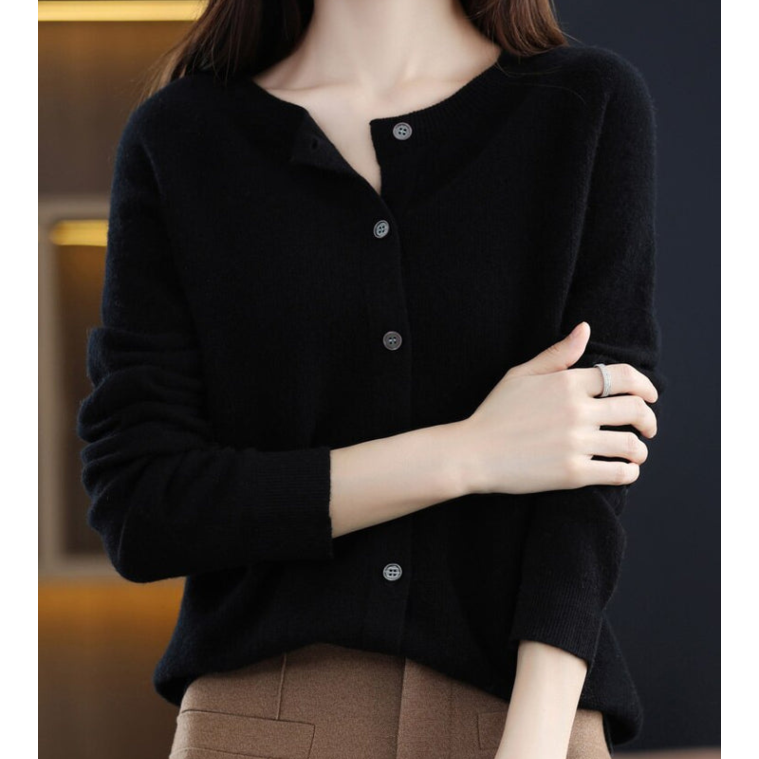 Elegant Cashmere Knit Cardigan with Open Front Design | Versatile Layering Piece for Any Occasion 13