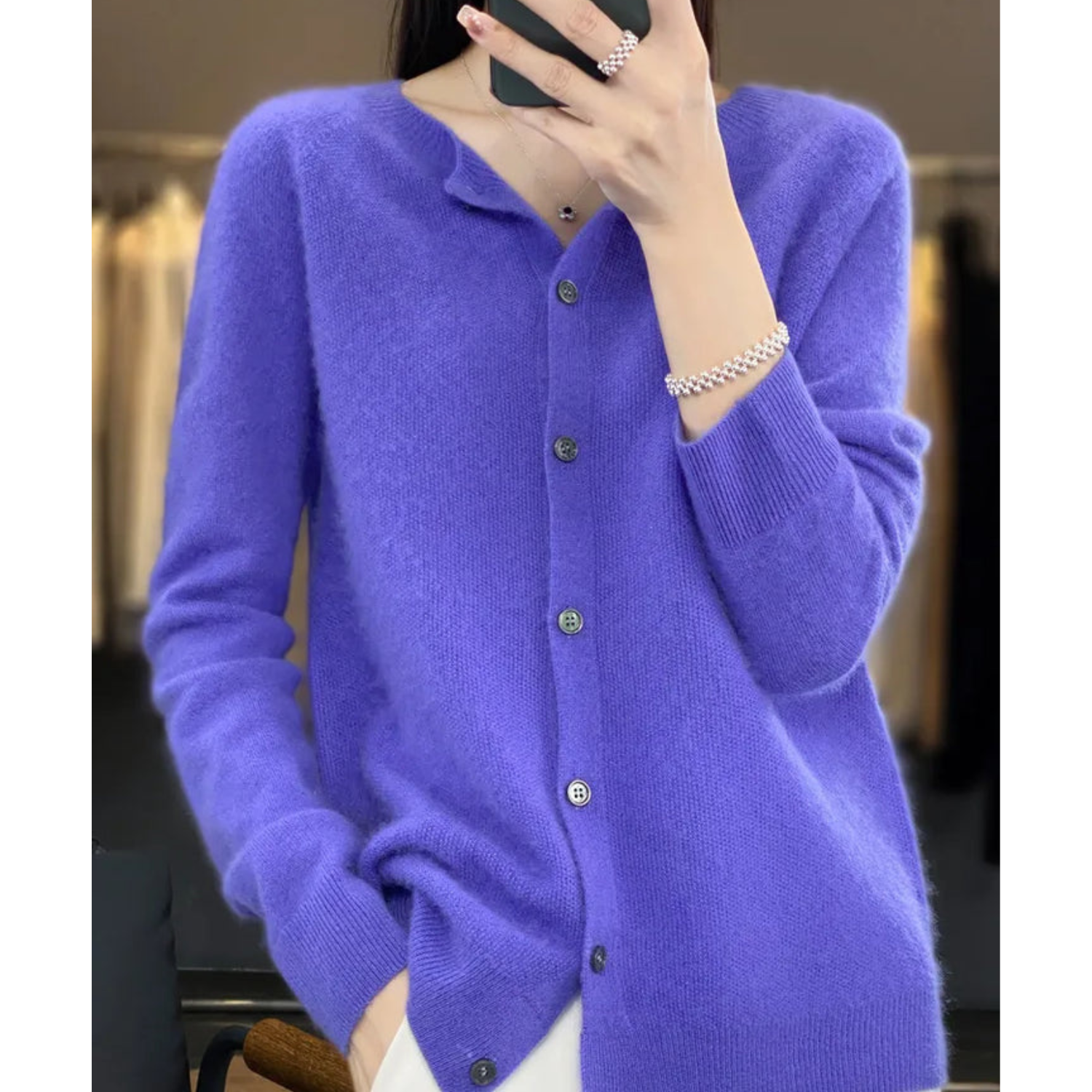 Elegant Cashmere Knit Cardigan with Open Front Design | Versatile Layering Piece for Any Occasion 15