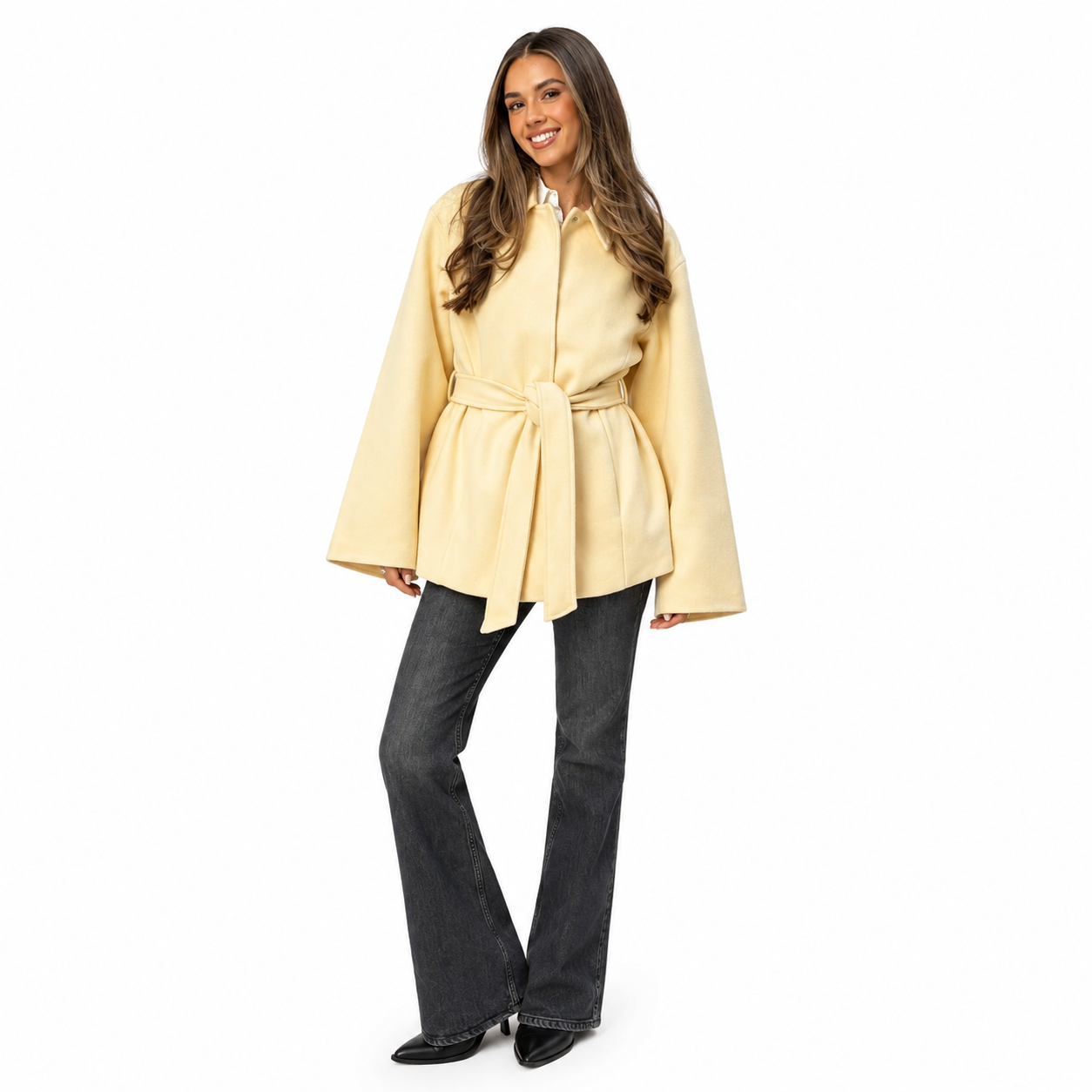 Women's Soft Pocket Jacket – Loose Lapel Design with Long Sleeves – Autumn Outerwear