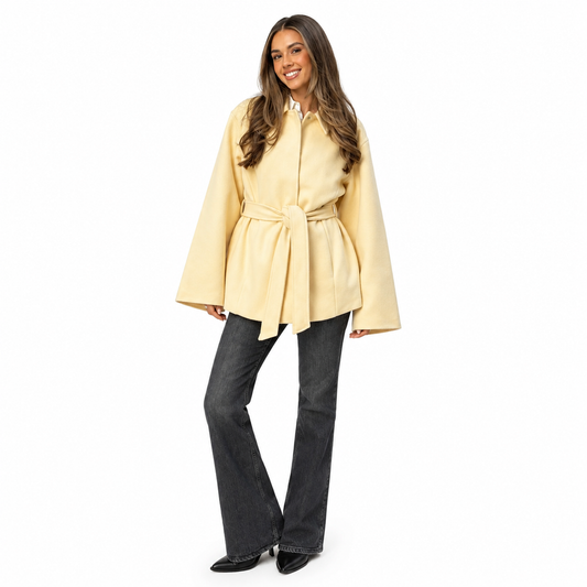 Women's Soft Pocket Jacket – Loose Lapel Design with Long Sleeves – Autumn Outerwear