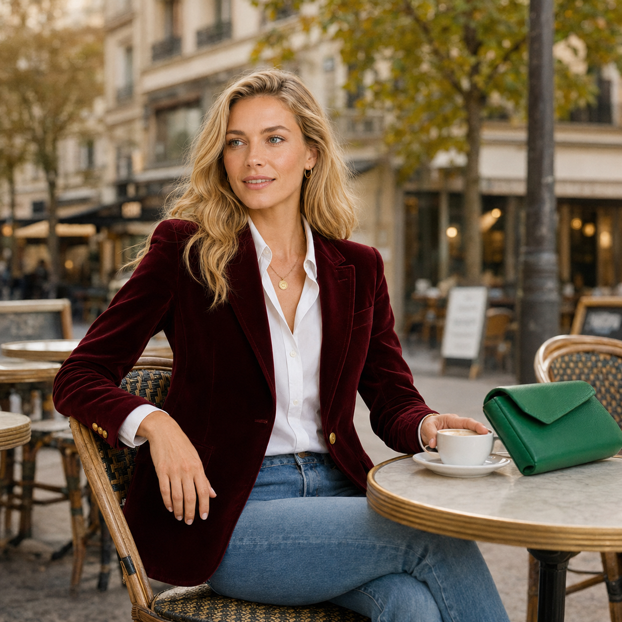 Tailored Fit Blazer with Gold Buttons