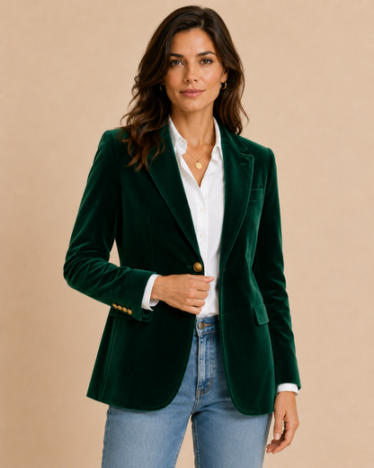 Tailored Fit Blazer with Gold Buttons