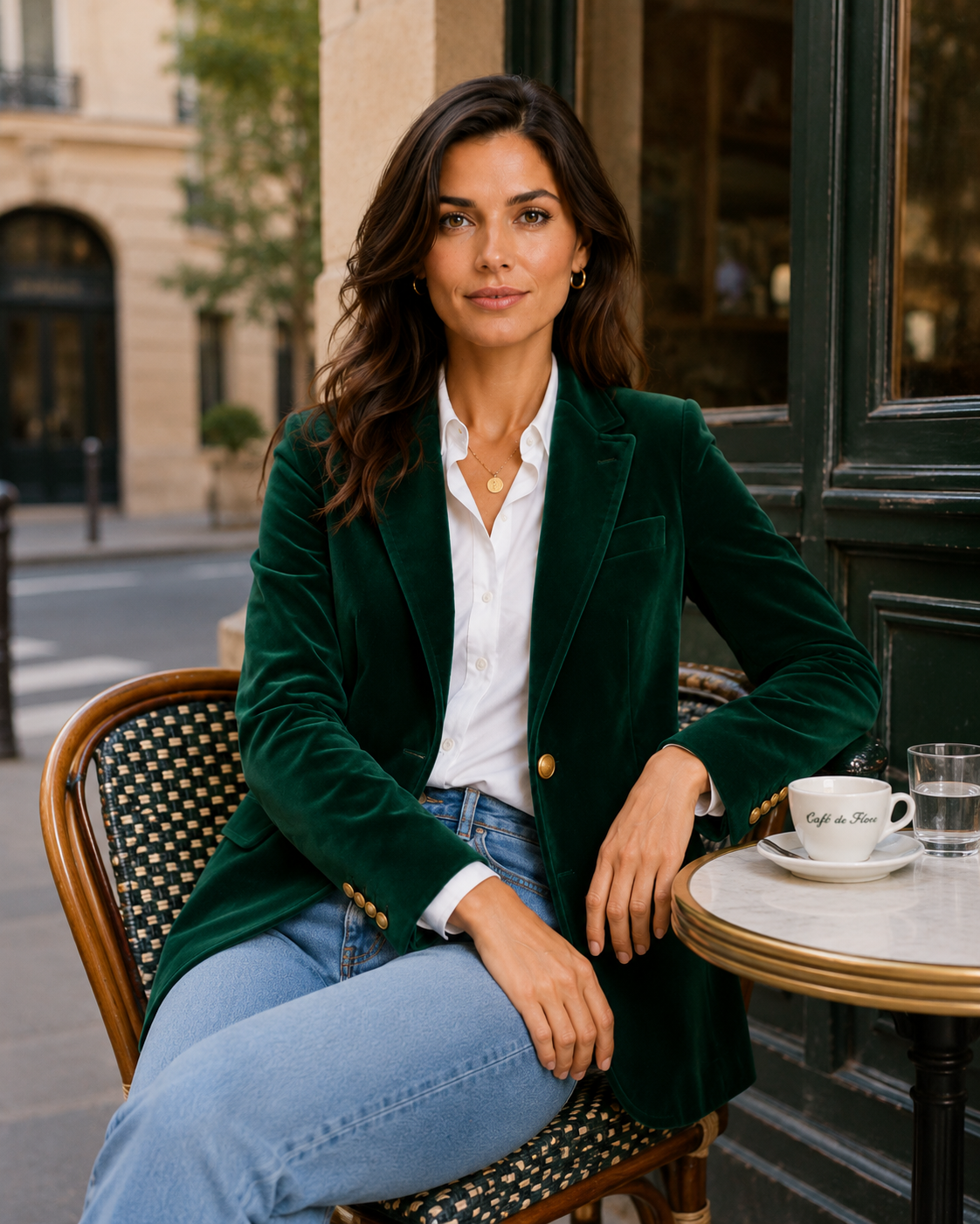 Tailored Fit Blazer with Gold Buttons