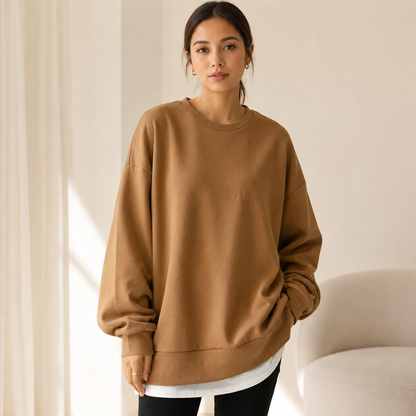 Women's Oversized Sweatshirt – Crew Neck with Dropped Shoulders